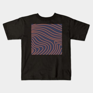 Orange curved stripes in retro style Kids T-Shirt